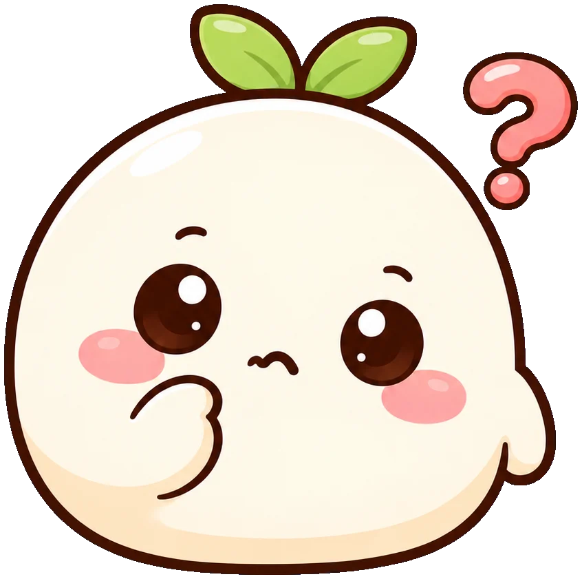 Mochi mit einem Fragezeichen