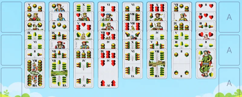 Example FreeCell solitaire table with its card piles