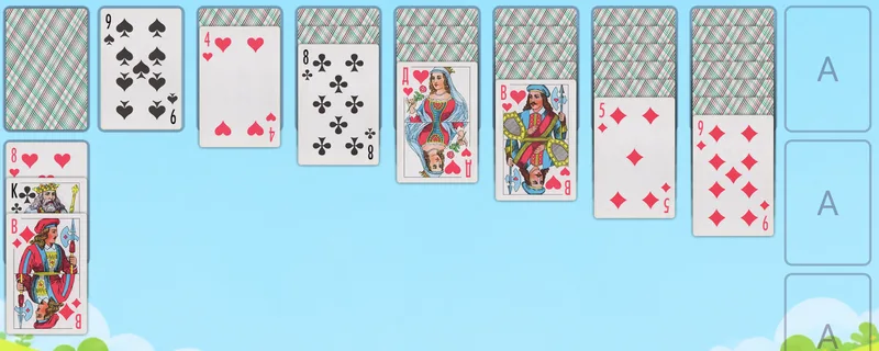 Example Klondike solitaire table with its card piles