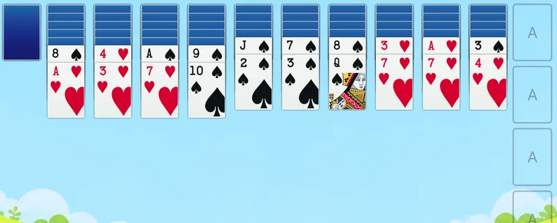 Example Spider solitaire table with its card piles